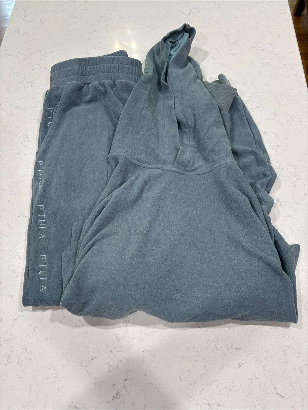 P'tula Dusty Teal Logo-Strip Joggers & Hoodie Set